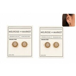 Lot 2 Melrose and Market Stud Earrings Genuine Stone Nordstrom Ivory Gold cute